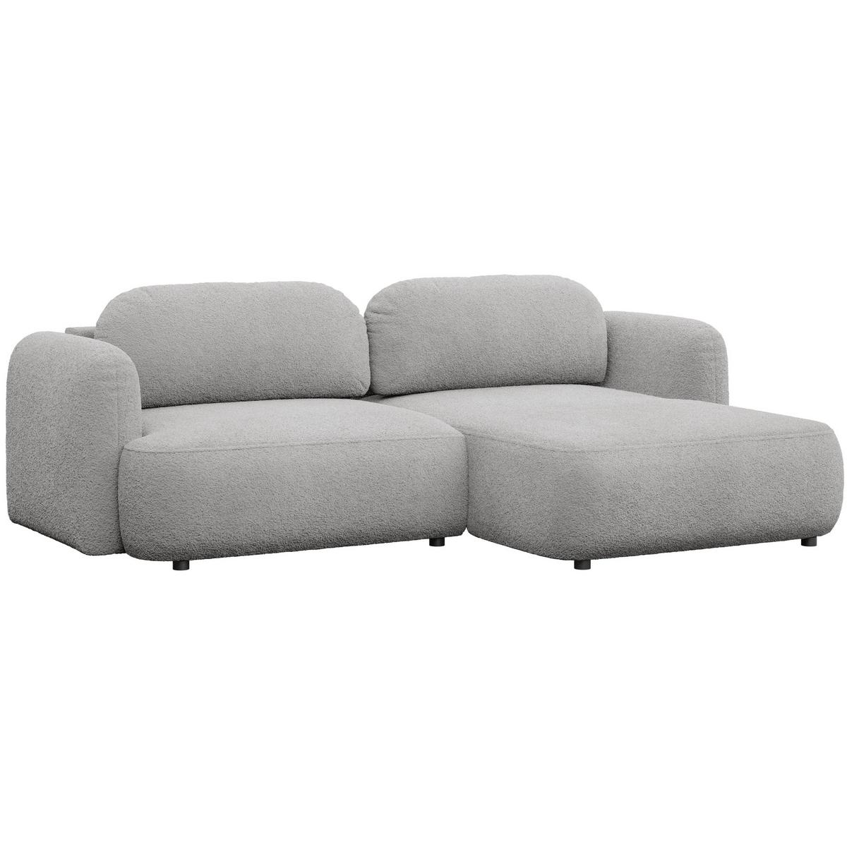 ECKSOFA Tvoya Hellgrau Bouclé - Hellgrau/Schwarz, Kunststoff/Textil (175/267cm) - Selsey