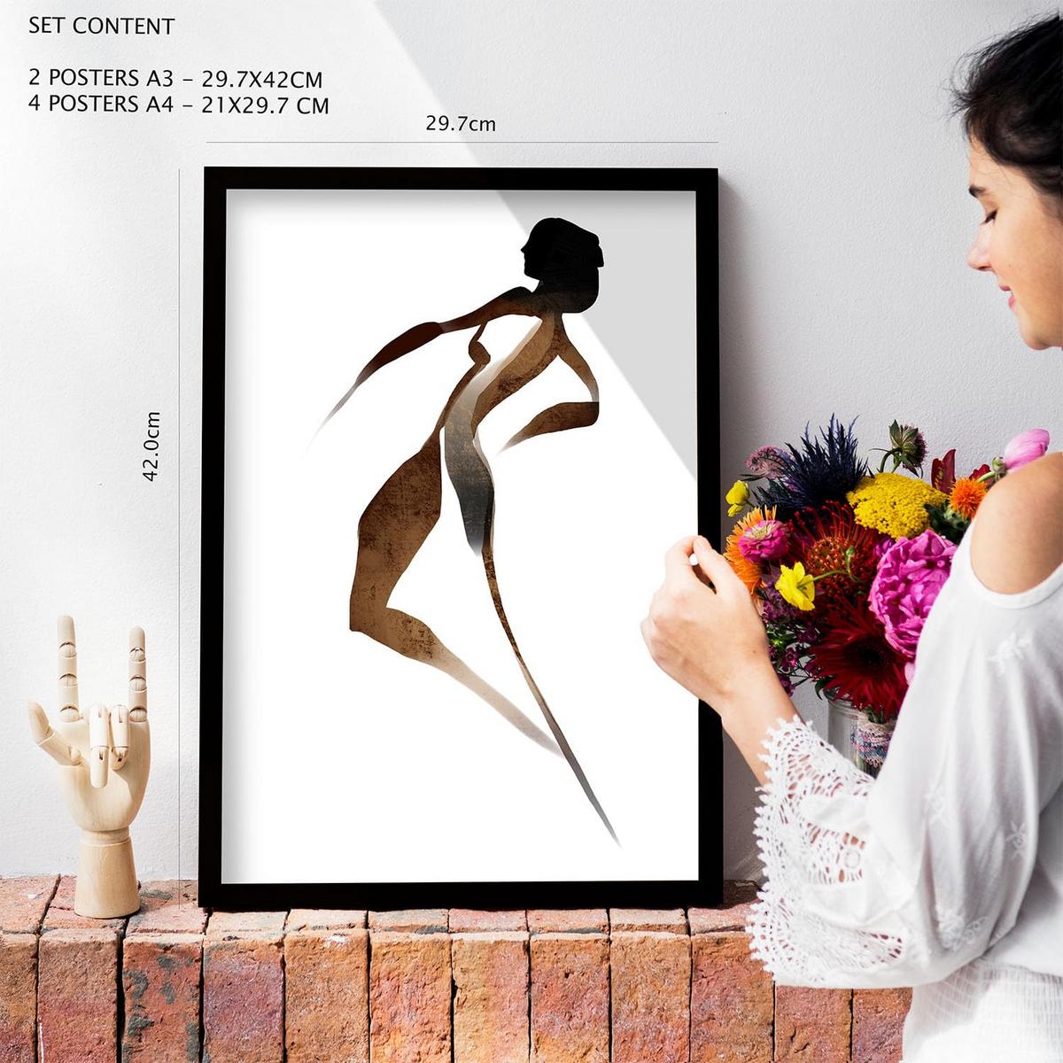POSTER Set Mit 6 Körpertugend 2 In Liebhaber Abstrakt Ästhetische Dekorative Gemälde Für Ihr Wohnzimmer, Schlafzimmer, Zuhause A3 & A4 Weißer Rahmen - Weiß, Papier (29/3cm) - Nacnic