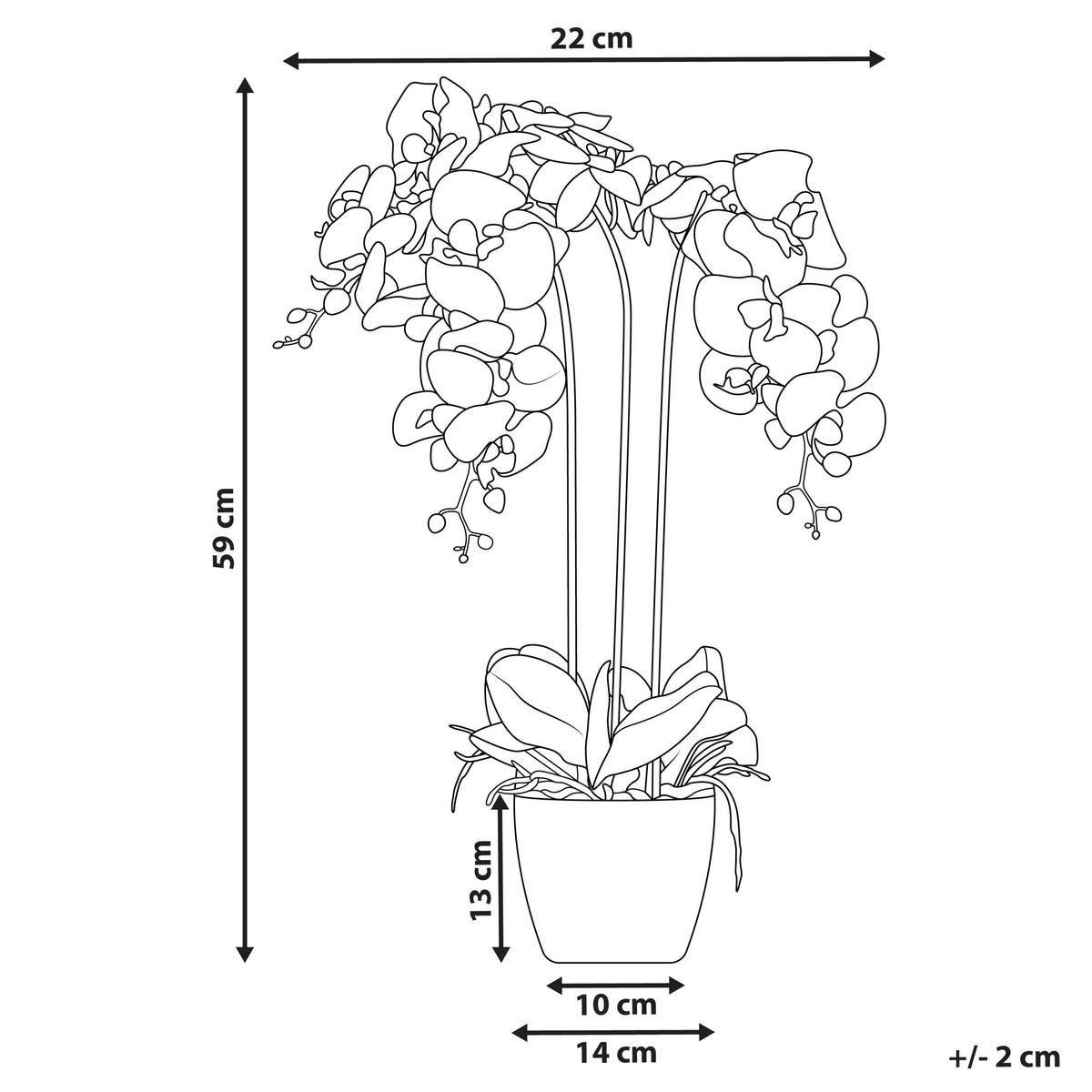 KÜNSTLICHE Topfpflanze 59 cm Grün/Weiß Orchid - Weiß/Grün, Kunststoff (59cm) - Beliani