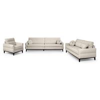 SITZGARNITUR Belweder, zwei Sofas+Sessel, Beige, Bouclé - Wengefarben/Champagner, Holz/Textil (268/95/94cm) - Beautysofa