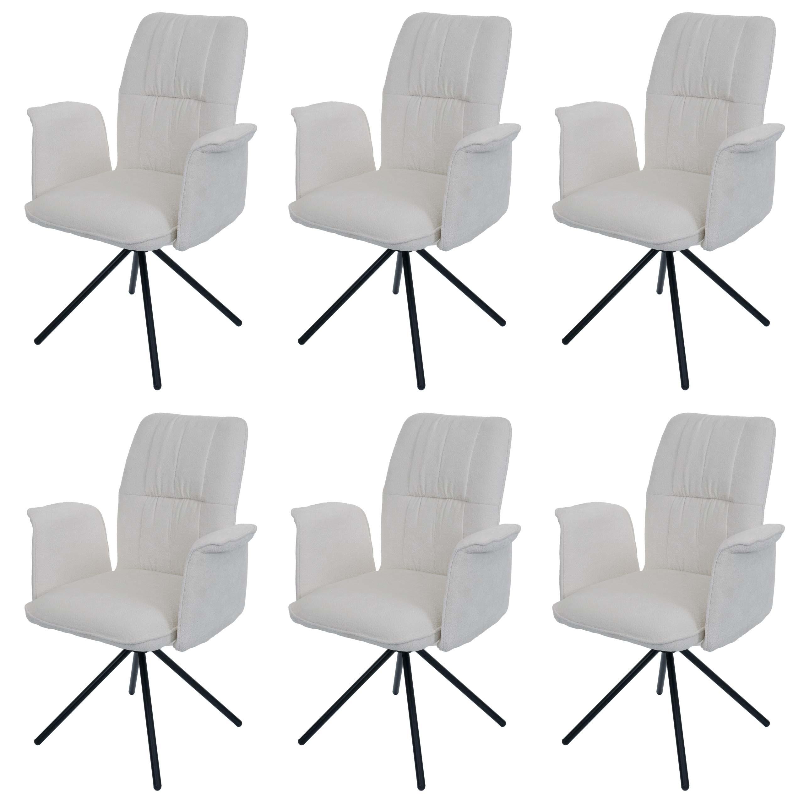 ESSZIMMERSTUHL Cremeweiß 6er-Set - Creme/Weiß, Textil (70/94/60cm) - MCW