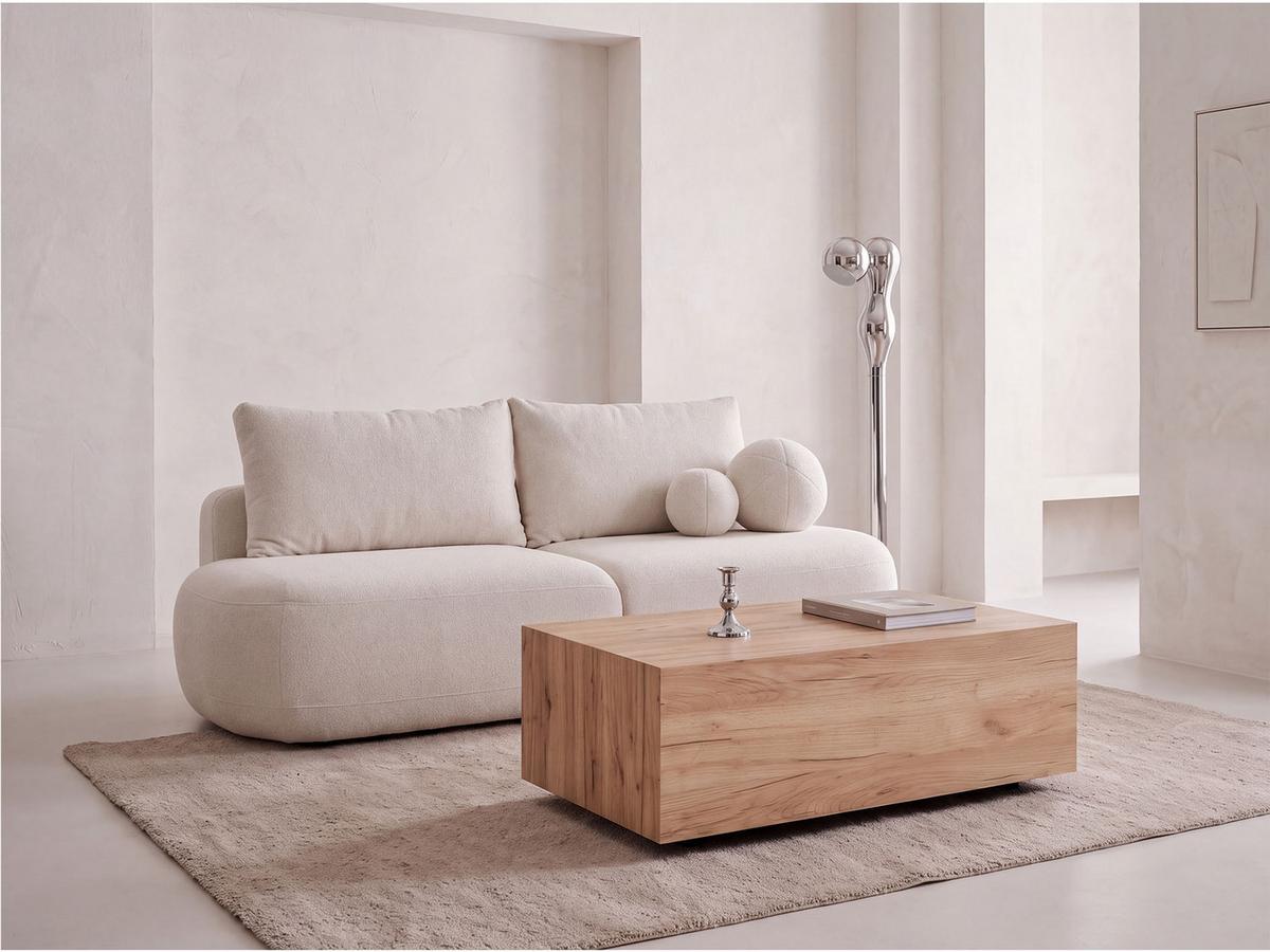 COUCHTISCH Noma Rechteckig in Eiche Braun, Blockform mit versteckten Rollen 90/55/28 cm - Eiche Wotan/Schwarz, Holzwerkstoff (55/90/28cm) - WFL GROUP