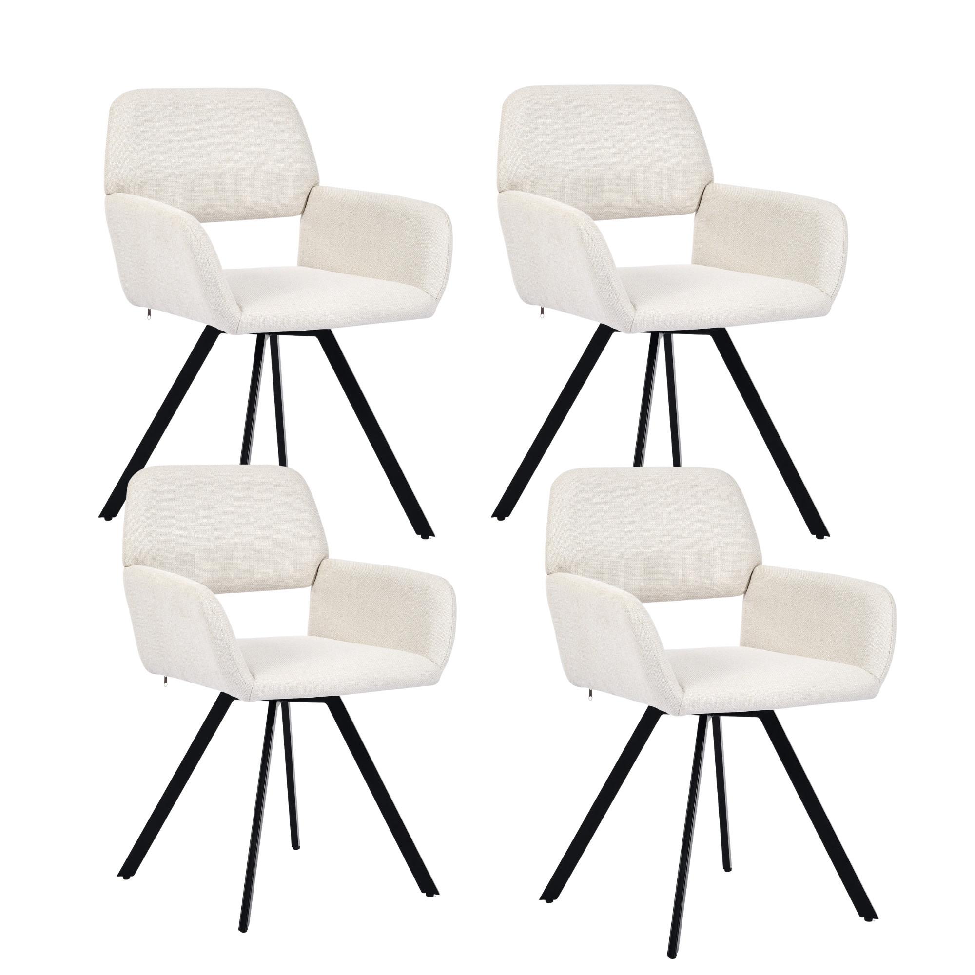 ARMLEHNSTUHL-SET 4 Stück beige - Beige, Holzwerkstoff/Textil (57/82/53cm) - Urban Meuble