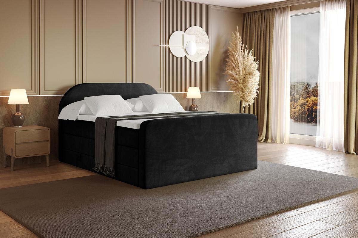 BOXSPRINGBETT mit Matratze und Lattenrost - NOX-Z KING-200x200 - Schwarz Casablanca - Schwarz, Holzwerkstoff (200/200cm) - ALTDECOR