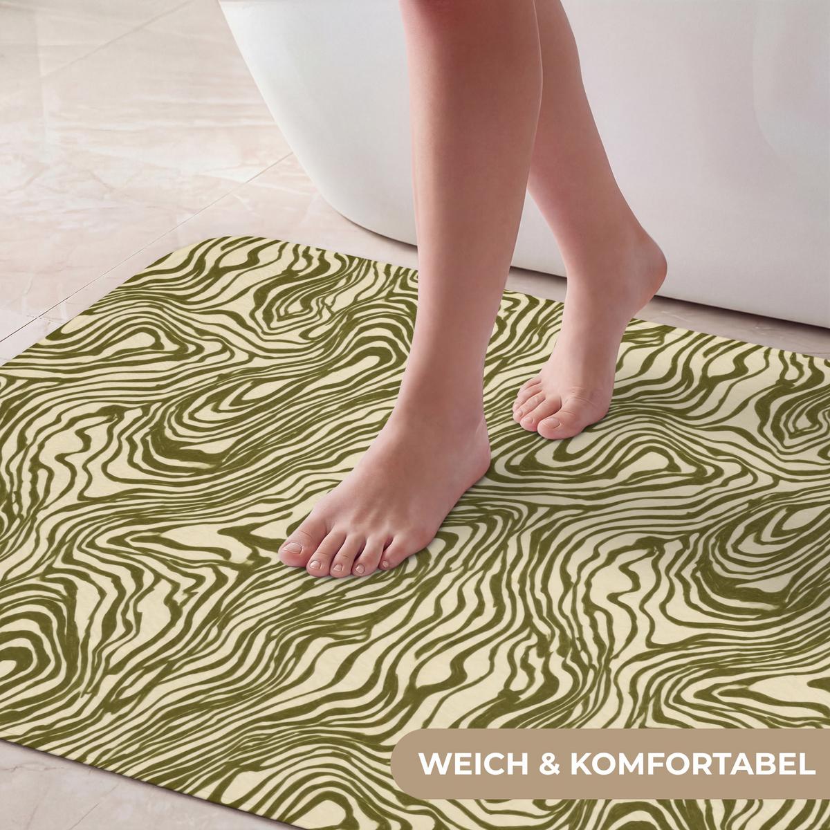 BADEMATTE Abstrakt - Marmor - Grün 90x60 cm - Dunkelgrün, Textil (90/60cm) - OnlyWow