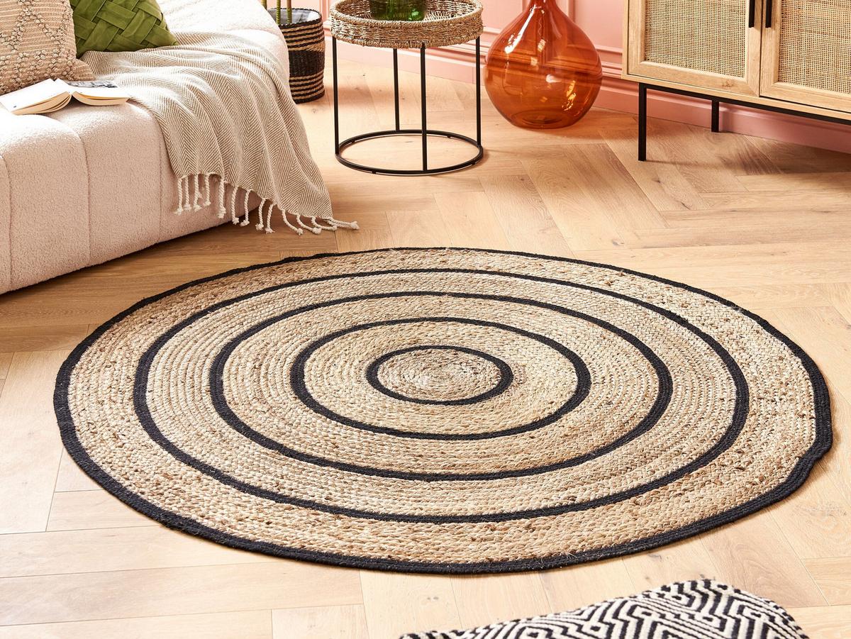 TEPPICH geflochten Bukse 140/140 cm - Beige, Naturmaterialien (140/140cm) - Beliani