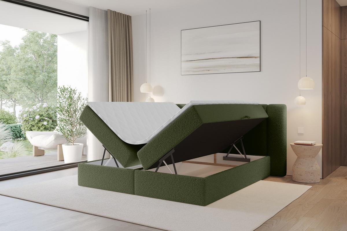 BOXBETT mit Matratze H4 - EVON - 180x200 cm Grün - Jadegrün, Holzwerkstoff (180/200cm) - ALTDECOR