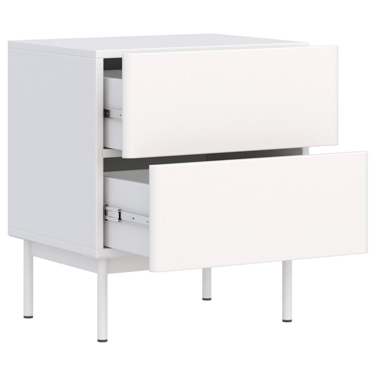 NACHTTISCH Olio 2 Schubladen Weiß 50 cm - Weiß, Holzwerkstoff/Metall (50/57.2/38.6cm) - Selsey