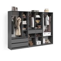 KLEIDERSCHRANK Trento Anthrazit 3er Set - Anthrazit, Holzwerkstoff (100/200/50cm) - Livinity®