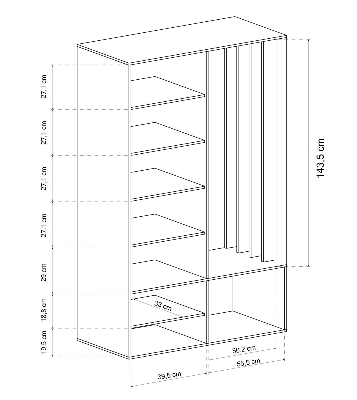 GARDEROBENSCHRANK Milanoir Stone Green 100/189,4/33 cm - Modern mit Spiegel - Grün, Holzwerkstoff/Kunststoff (100/189.4/33cm) - AX Living