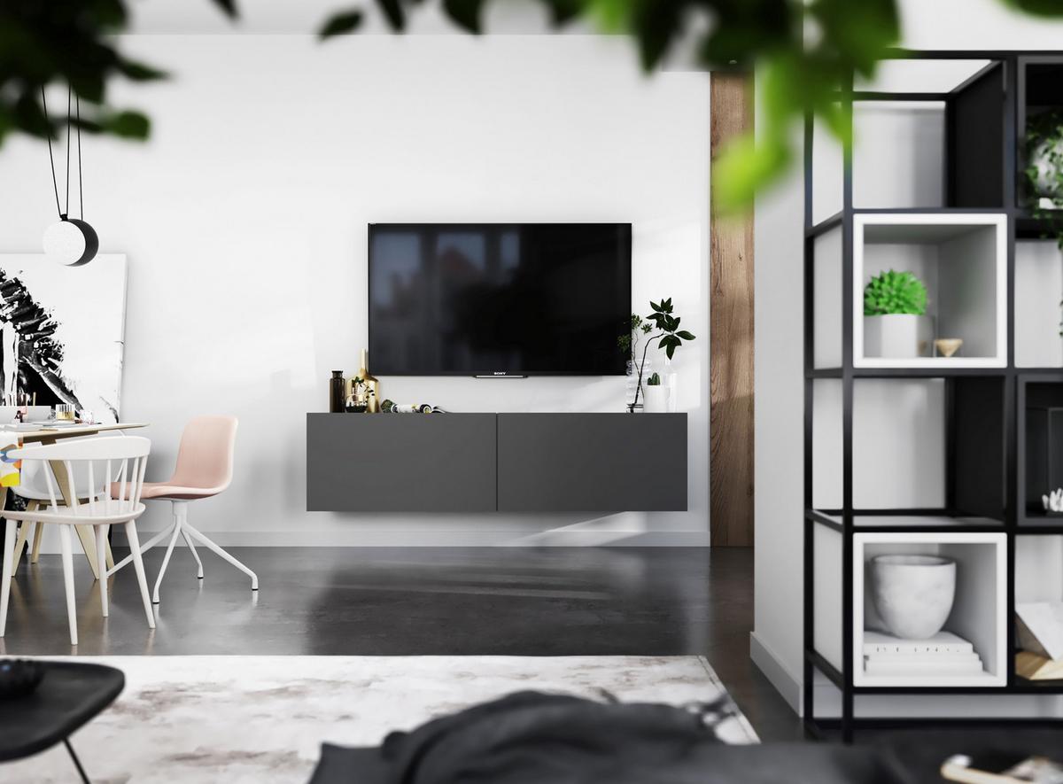 TV-SCHRANK Enjoy Grau matt Loft 120 cm - Grau, Holzwerkstoff (120/37/35cm) - Meble Lindner