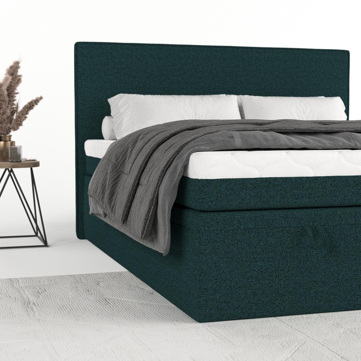 BOXBETT Zalla 140/200 cm Grün im Riva Stoff - Schwarz/Grün, Holz/Holzwerkstoff (140/200cm) - AltaBeds