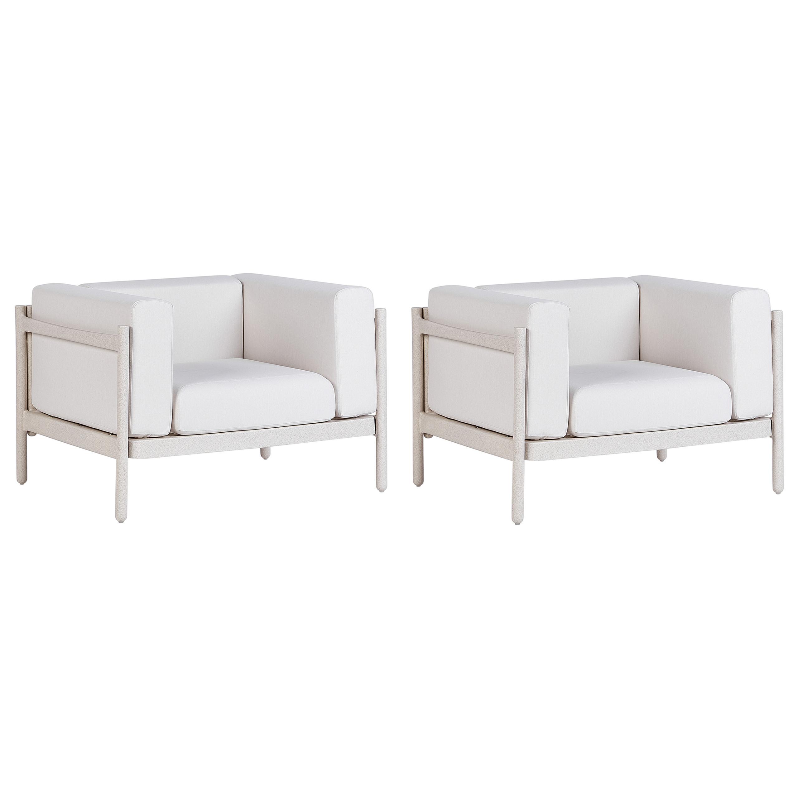 GARTENSESSEL 2er Set Beige Ferretti - Beige, Kunststoff (98/68/73cm) - Beliani
