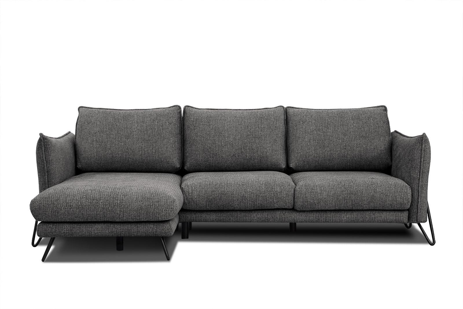 ECKSOFA HOSTEN 4-Sitzer, anthrazit - Anthrazit/Schwarz, Holzwerkstoff/Textil (158/269cm) - Wozimo