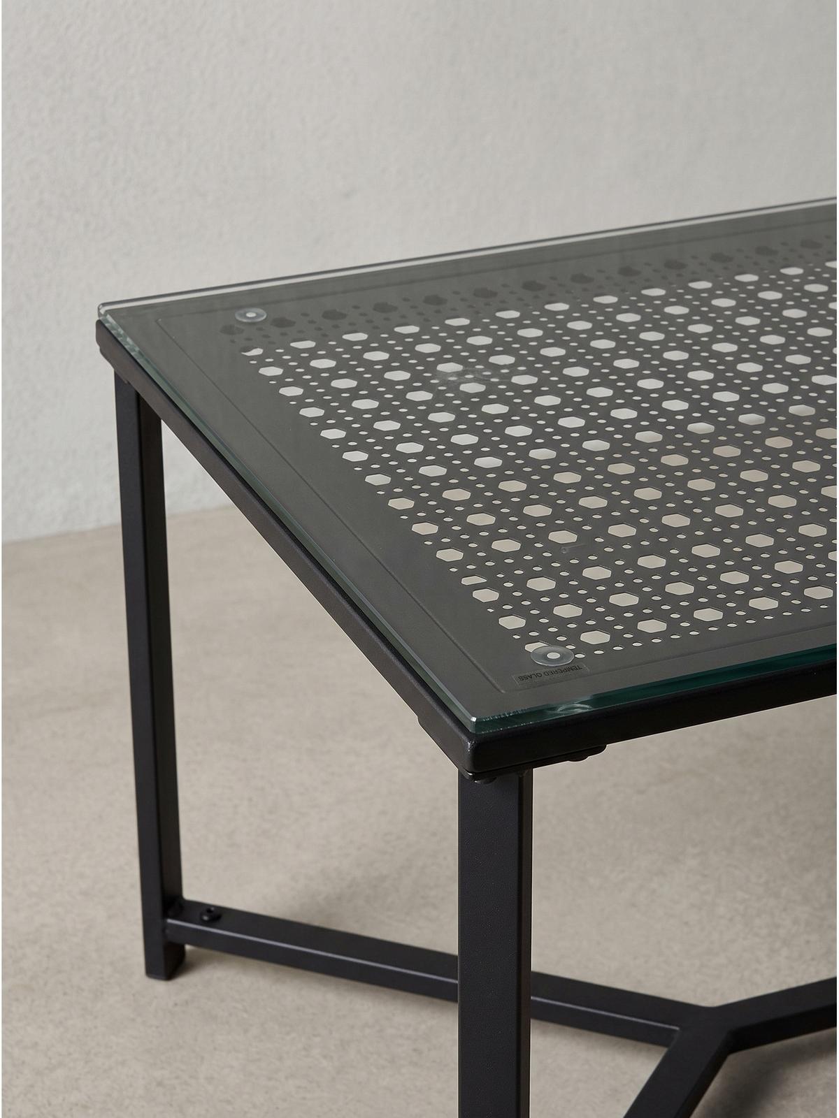 COUCHTISCH ALCUDIA, Einscheibensicherheitsglas, Schwarz, 100 x 50 x 42 cm - Schwarz, Glas/Metall (50/100/42cm) - KADIMA DESIGN