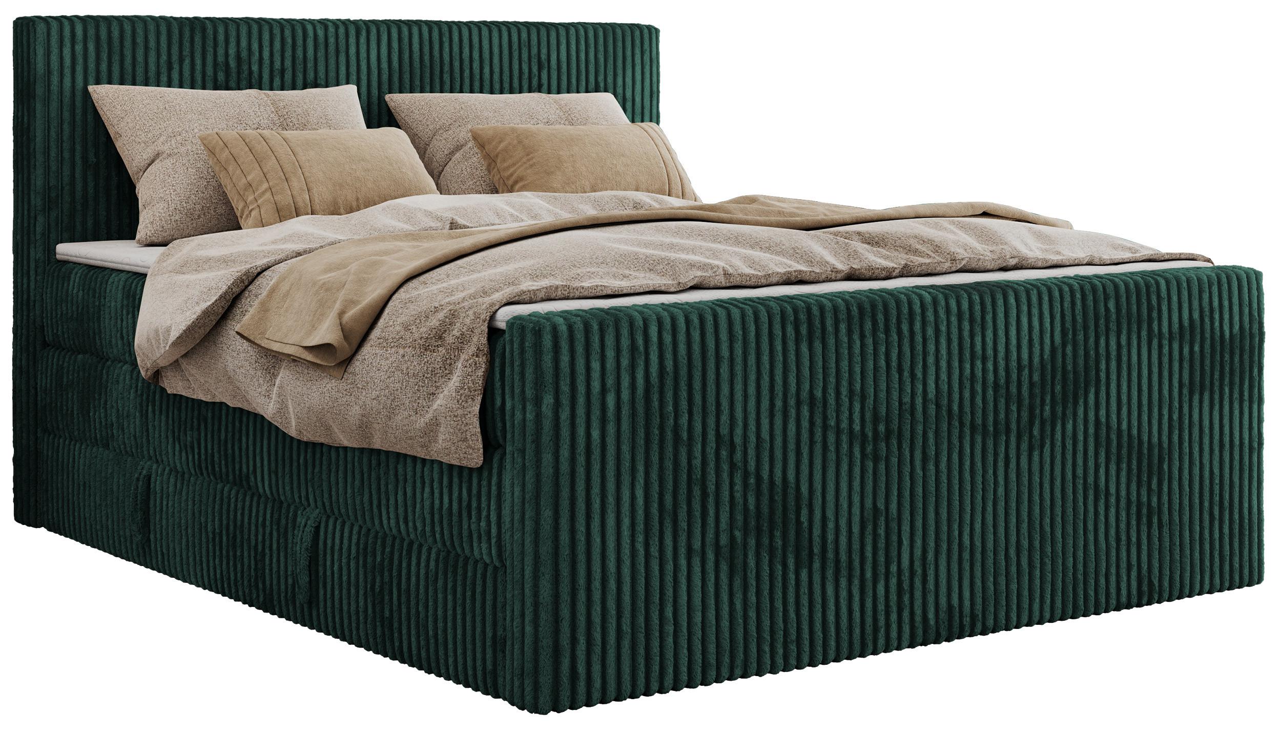 BOXSPRINGBETT TILIANO KING DUO 140/200 - Dunkelgrün Cord - H4 - Dunkelgrün, Textil (140/200cm) - MKS