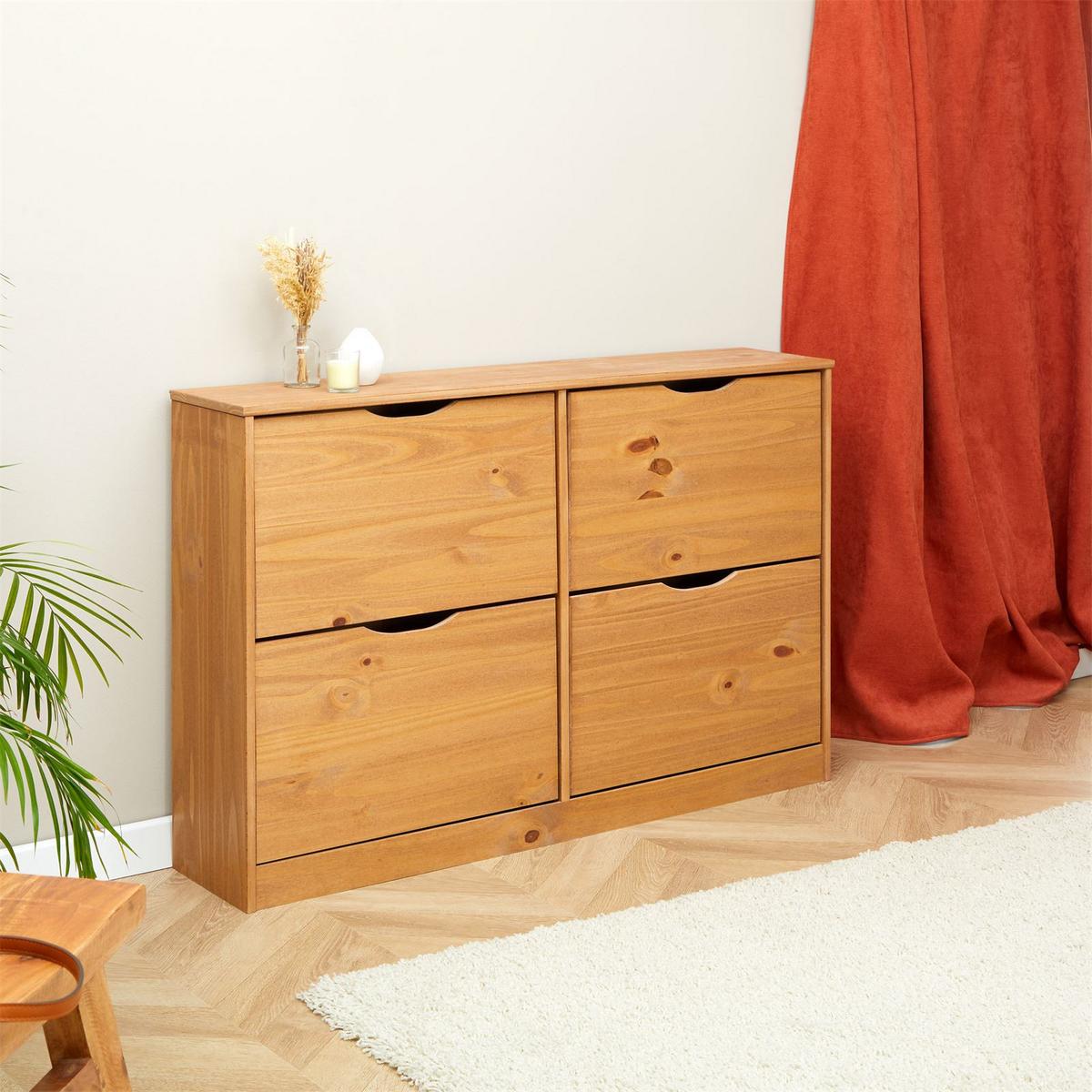 SCHUHKIPPER BASIL honigfarben - Honig, Holz (115/79/25cm) - IDIMEX
