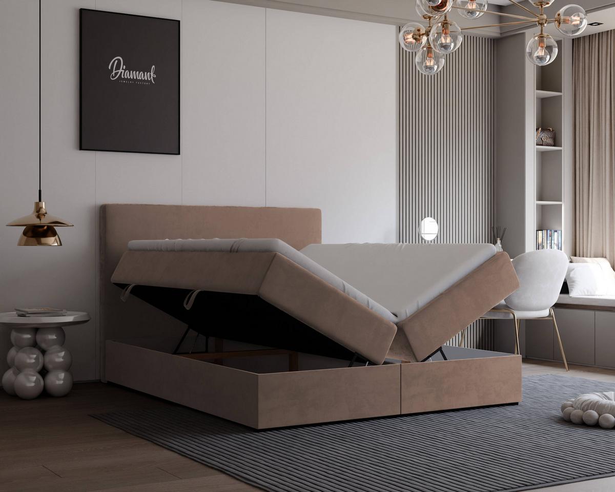 BOXBETT 200x200 cm mit Topper - Braun, Holzwerkstoff/Textil (200/200cm) - Idohome