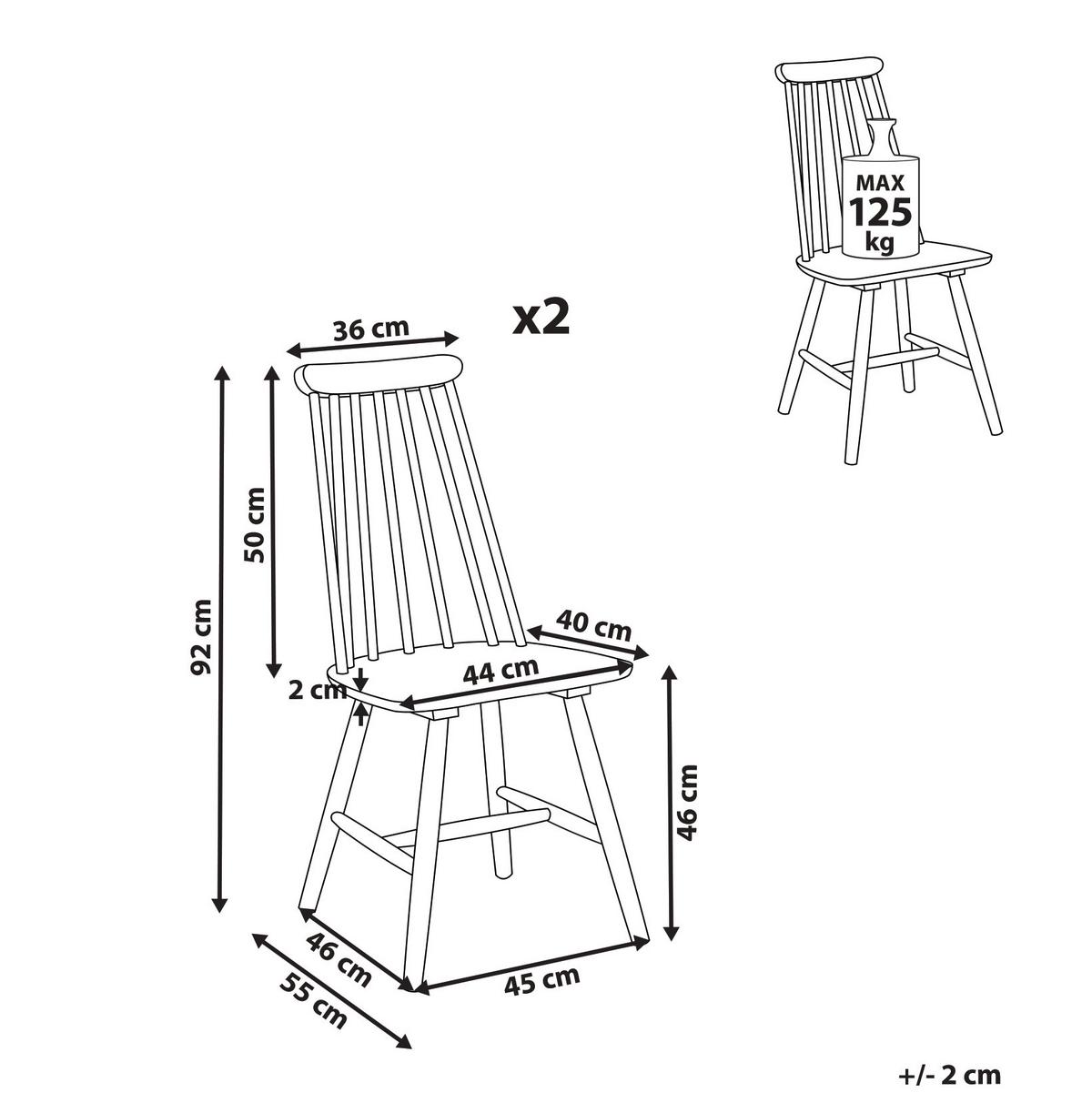 ESSZIMMERSTUHL 2er-Set Holz Braun Burbank - Braun, Holz (45/92/55cm) - Beliani