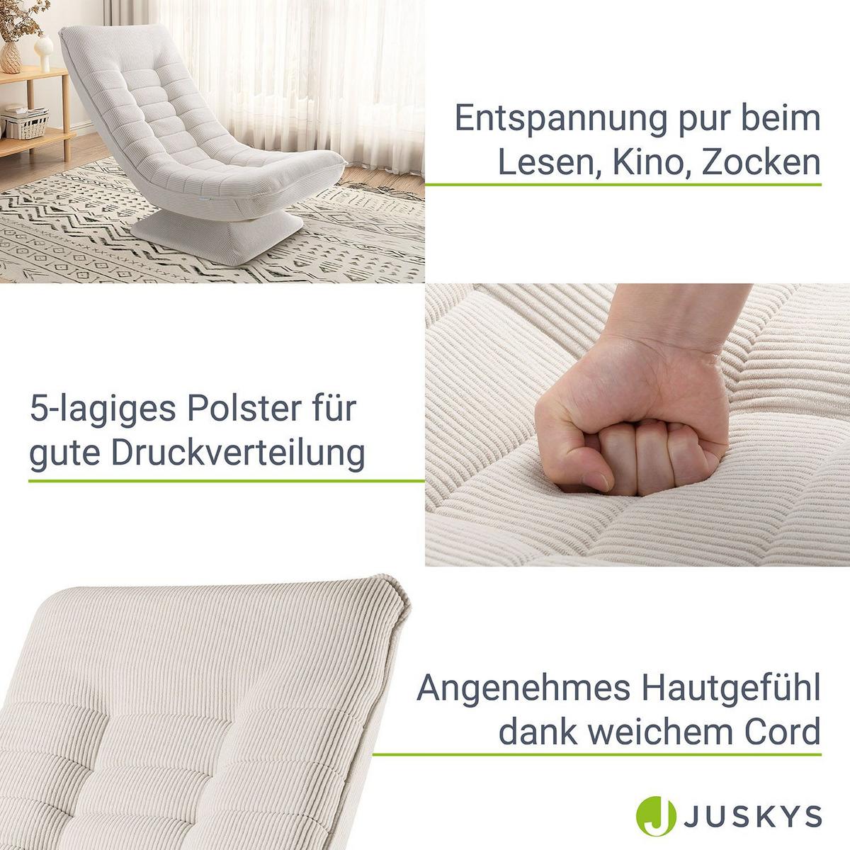 RELAXSESSEL Korsika Cord beige - Beige, Textil (58/85/100cm) - Juskys