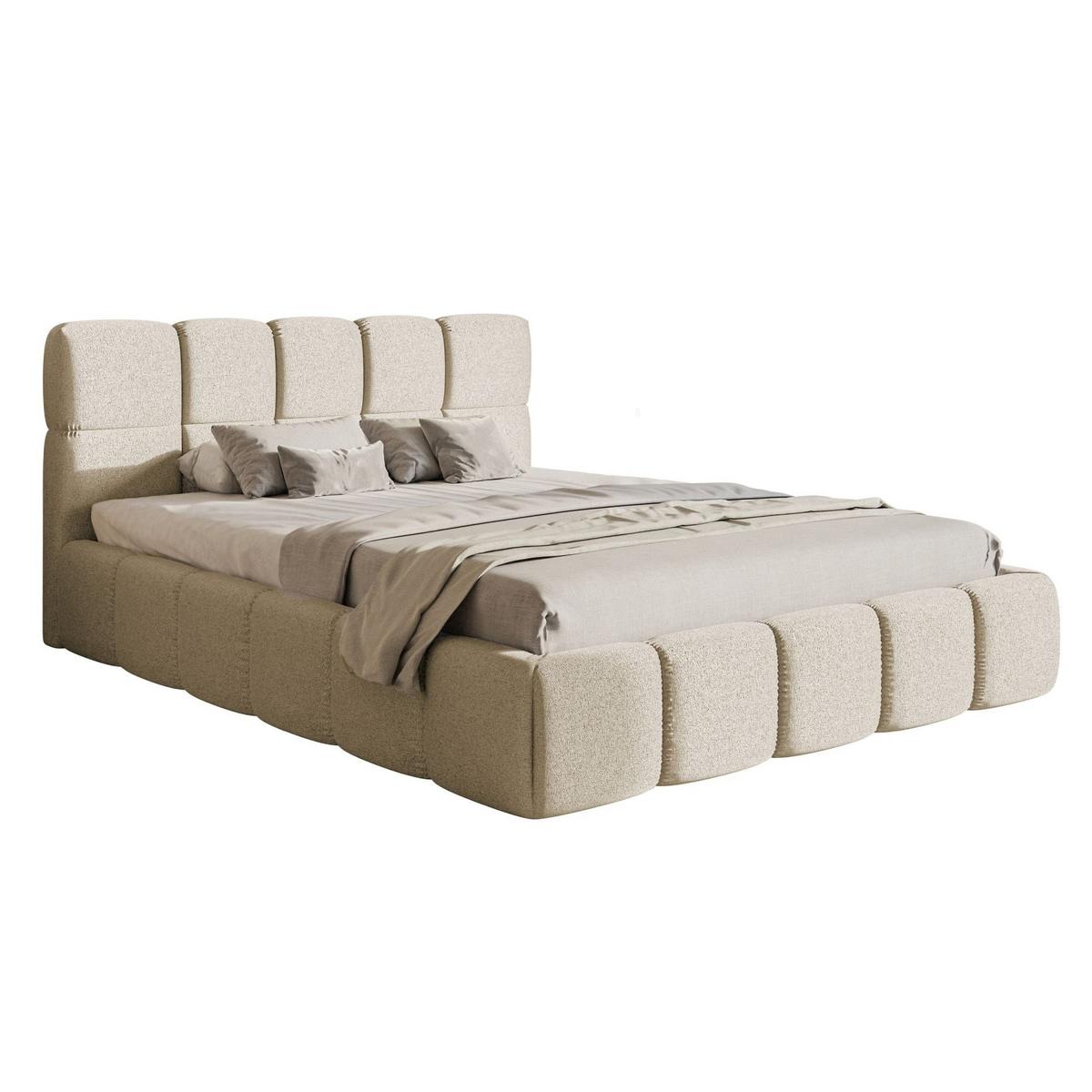 POLSTERBETT Cloudy Hellbeige Chenille, 120x200 cm - Ecru/Schwarz, Kunststoff/Textil (120/200cm) - Selsey