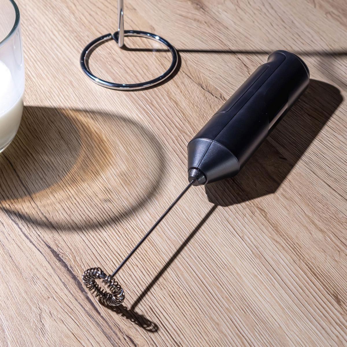 ELEKTRISCHER MILCHAUFSCHÄUMER mit Halterung - Schwarz, Kunststoff - Intirilife