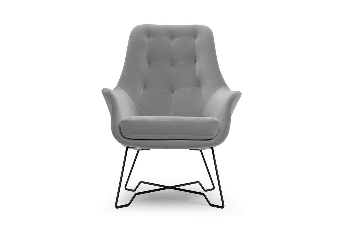 SESSEL SEDUTA, Modern Polstersessel Loungesessel, Velours-Stoff Hellgrau - Hellgrau, Holz/Metall (72.5/101.5/83cm) - MASSENO