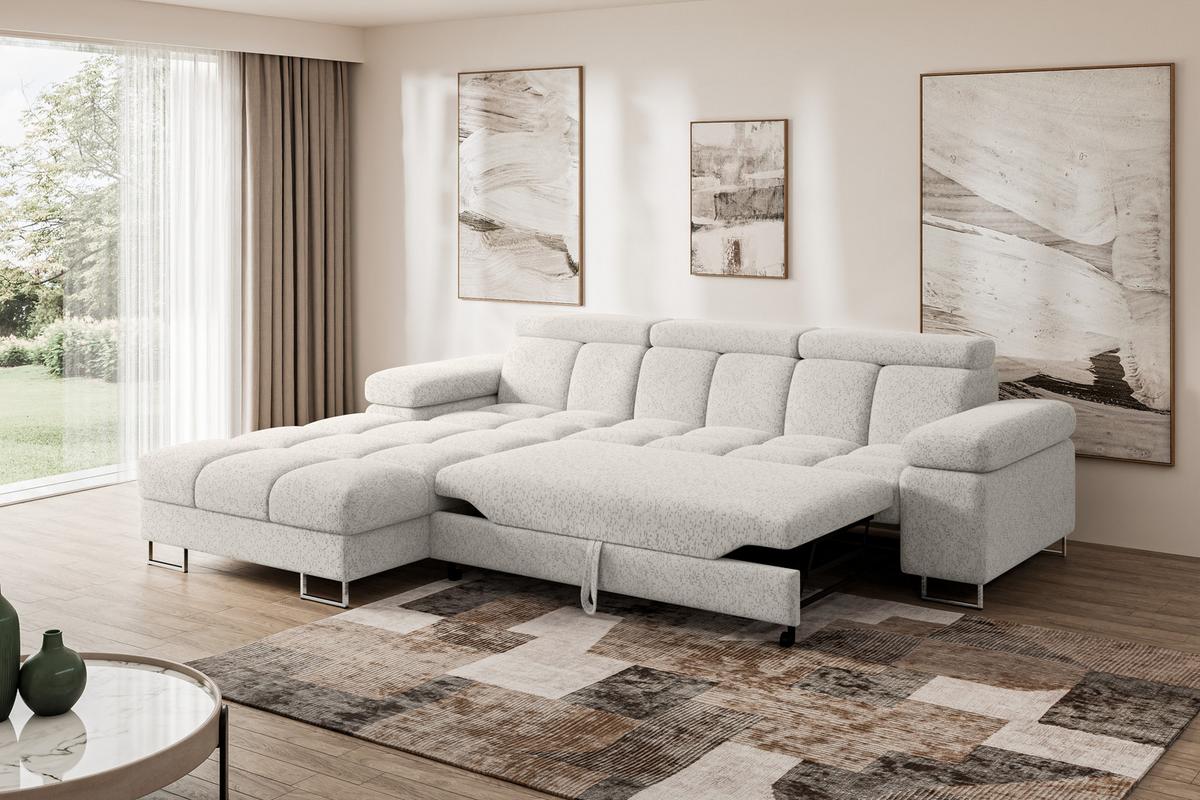 ECKSOFA mit Schlaffunktion Ottomane Links 271x203x79 Hellgrau Tissu - Hellgrau, Holzwerkstoff/Textil (271/203cm) - ALTDECOR
