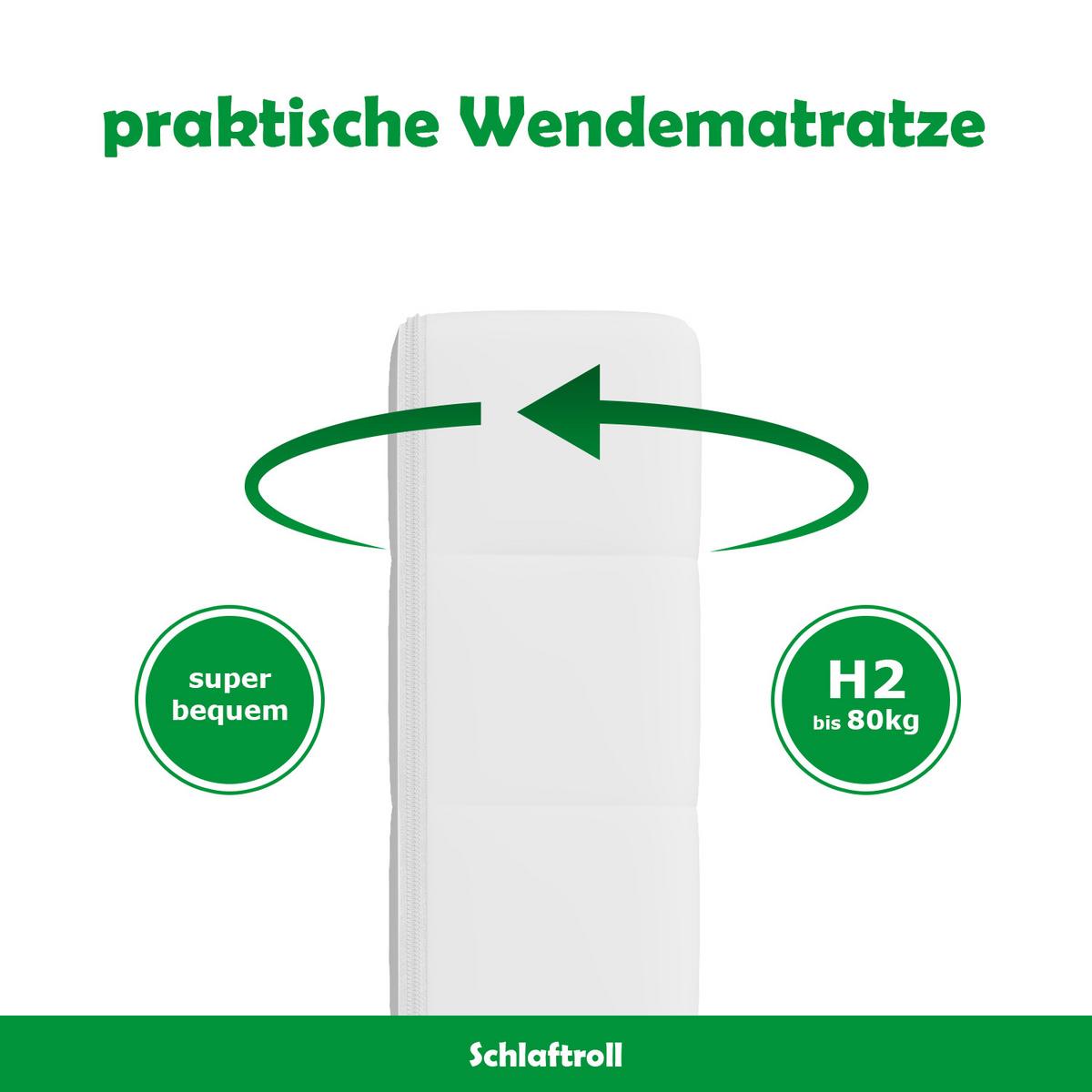 KALTSCHAUMMATRATZE H2 80 x 190 - Weiß, Textil (80/190cm) - Schlaftroll