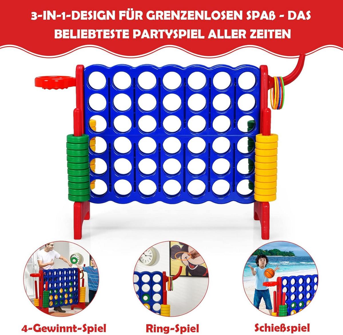 SPIELSET 4 in 1 Riesiges 4 Gewinnt Multicolor - Multicolor, Kunststoff (84/33cm) - COSTWAY