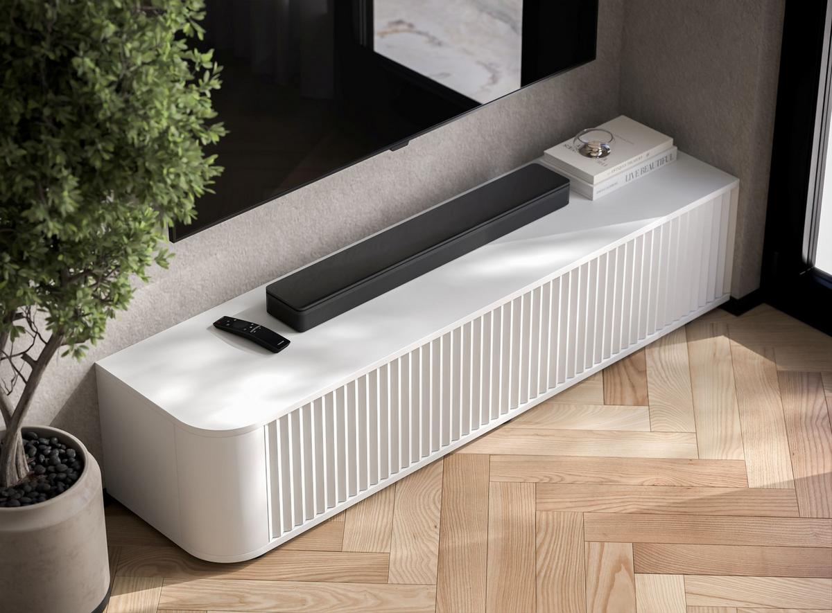 TV-LOWBOARD Aurora Weiß matt 140 cm mit niedrigen Füße - Weiß, Holzwerkstoff (140/31/35cm) - Meble Lindner