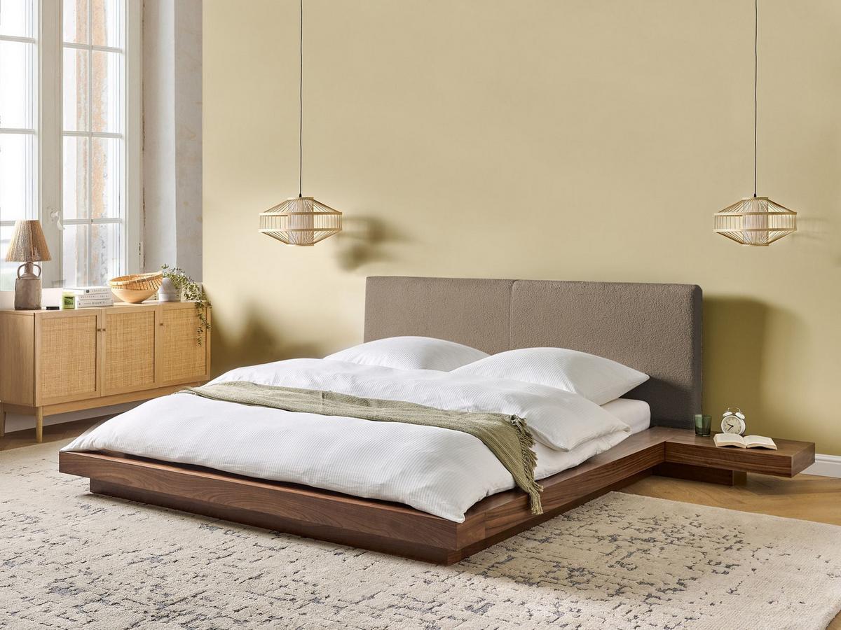 BETT mit Lattenrost 160/200 cm MDF-Platte Taupe Zen - Taupe, Holz (160/200cm) - Beliani
