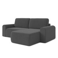 ECKSOFA L Form Otterton Dunkelgrau 250/180/95 cm Rechts mit Schlaffunktion - Schwarz/Grau, Kunststoff/Textil (250/180cm) - AX Living