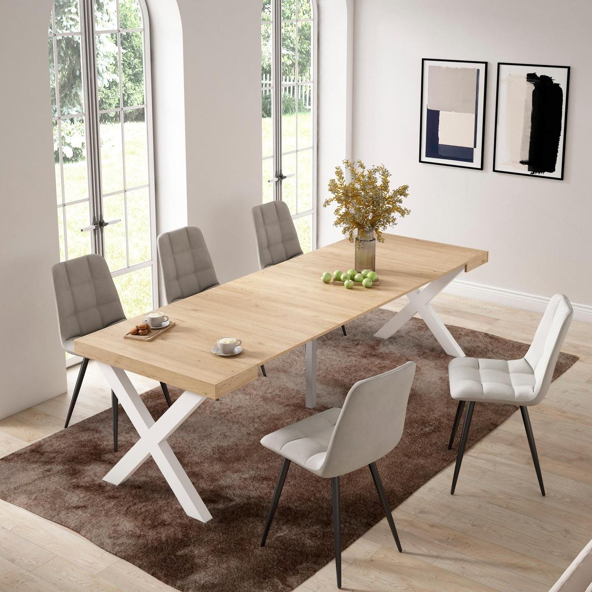 ESSTISCH ausziehbar 58 bis 262cm, für 12 Gäste, eiche, 58/90/73cm - Eichefarben, Holzwerkstoff (90/262/73cm) - Skraut Home