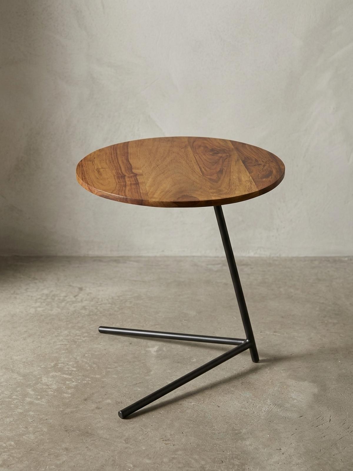 BEISTELLTISCH – Massivholz Metall große Platte Industrial - Schwarz/Braun, Holz/Metall (40/40/46cm) - KADIMA DESIGN