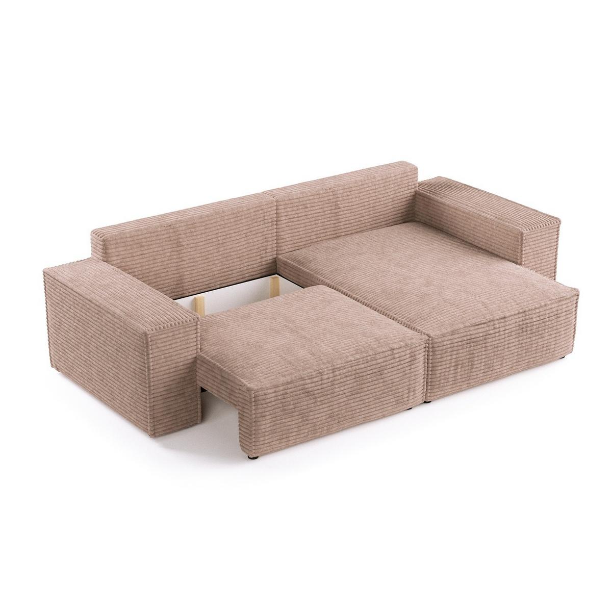 ECKSOFA CAVO mit Schlaffunktion Beige im Tilia Stoff - Beige/Schwarz, Holz/Holzwerkstoff (255/148cm) - AltaBeds