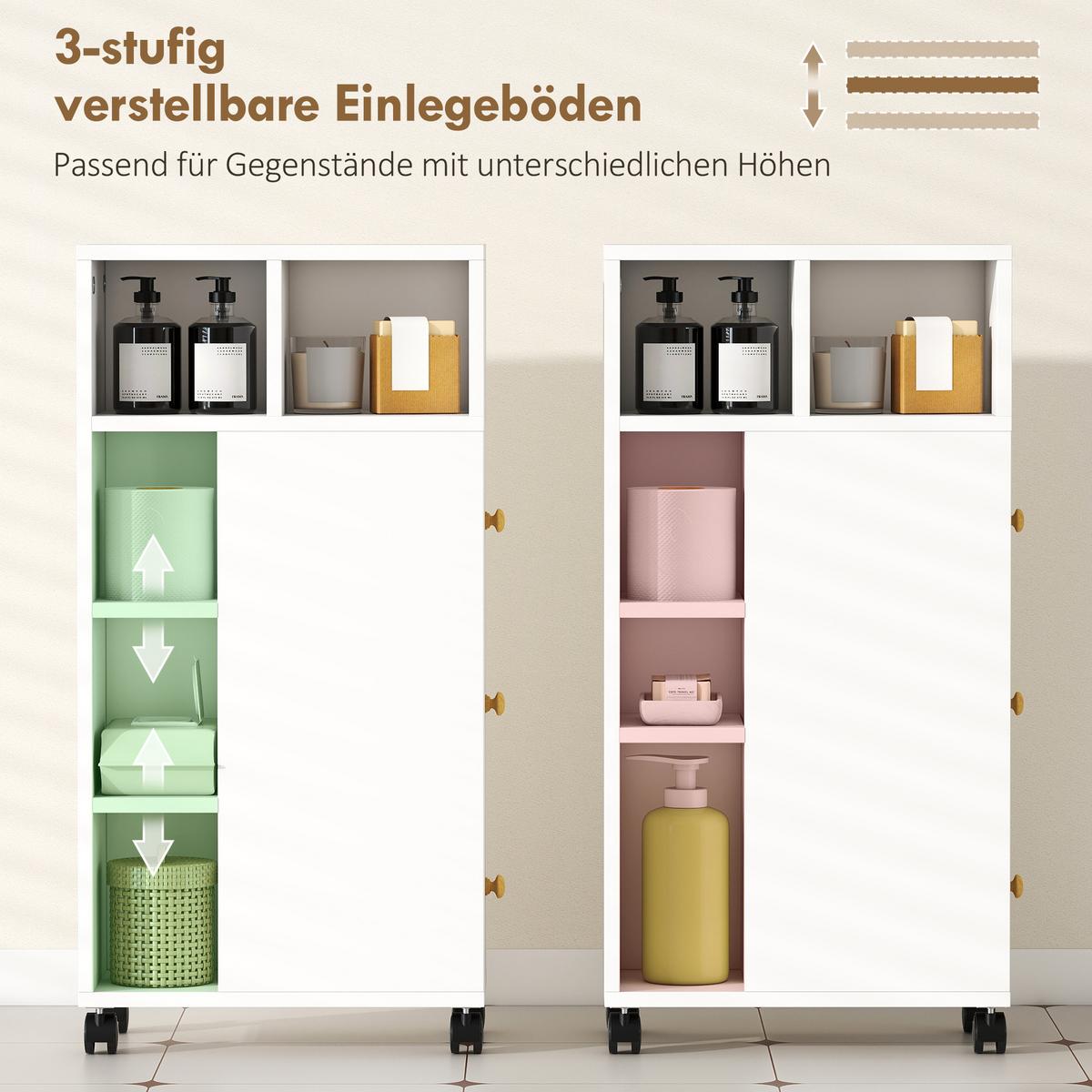 BADEZIMMERSCHRANK Spanplatte Weiß - Weiß, Holzwerkstoff (20/80/40cm) - HOMCOM