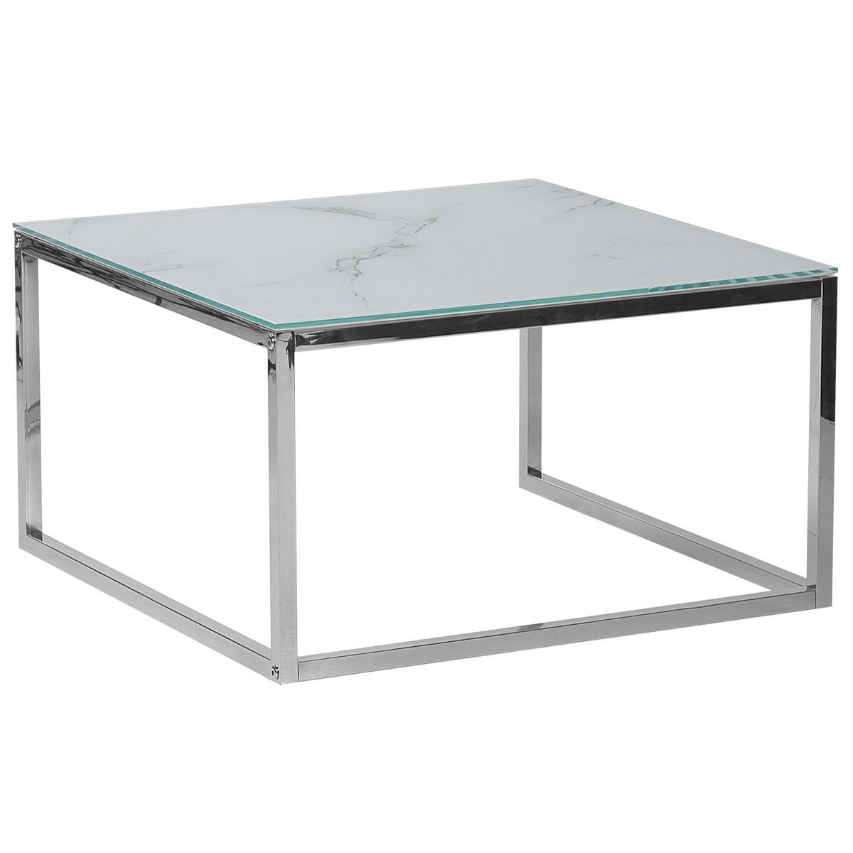 COUCHTISCH 2er-Set Quadratisch Weiß, Silber Brea - Weiß, Glas (60/60/45cm) - Beliani