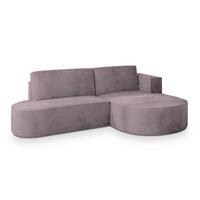 ECKSOFA CORTIO M R-S Lila Velours-Stoff mit Schlaffunktion - Lila/Grau, Holz/Kunststoff (265/174cm) - MASSENO