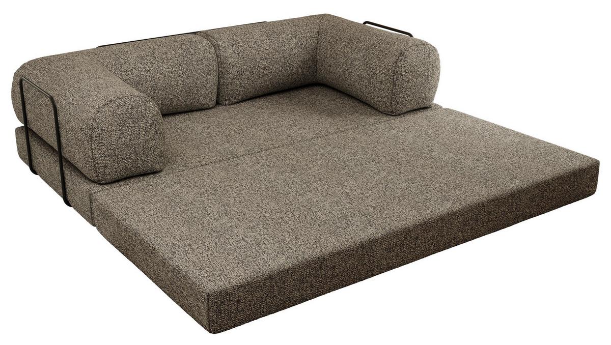 3-SITZER SOFA ORSETTO - Grau Stukture - Schwarz/Grau, Textil/Metall (200/70/100cm) - MKS