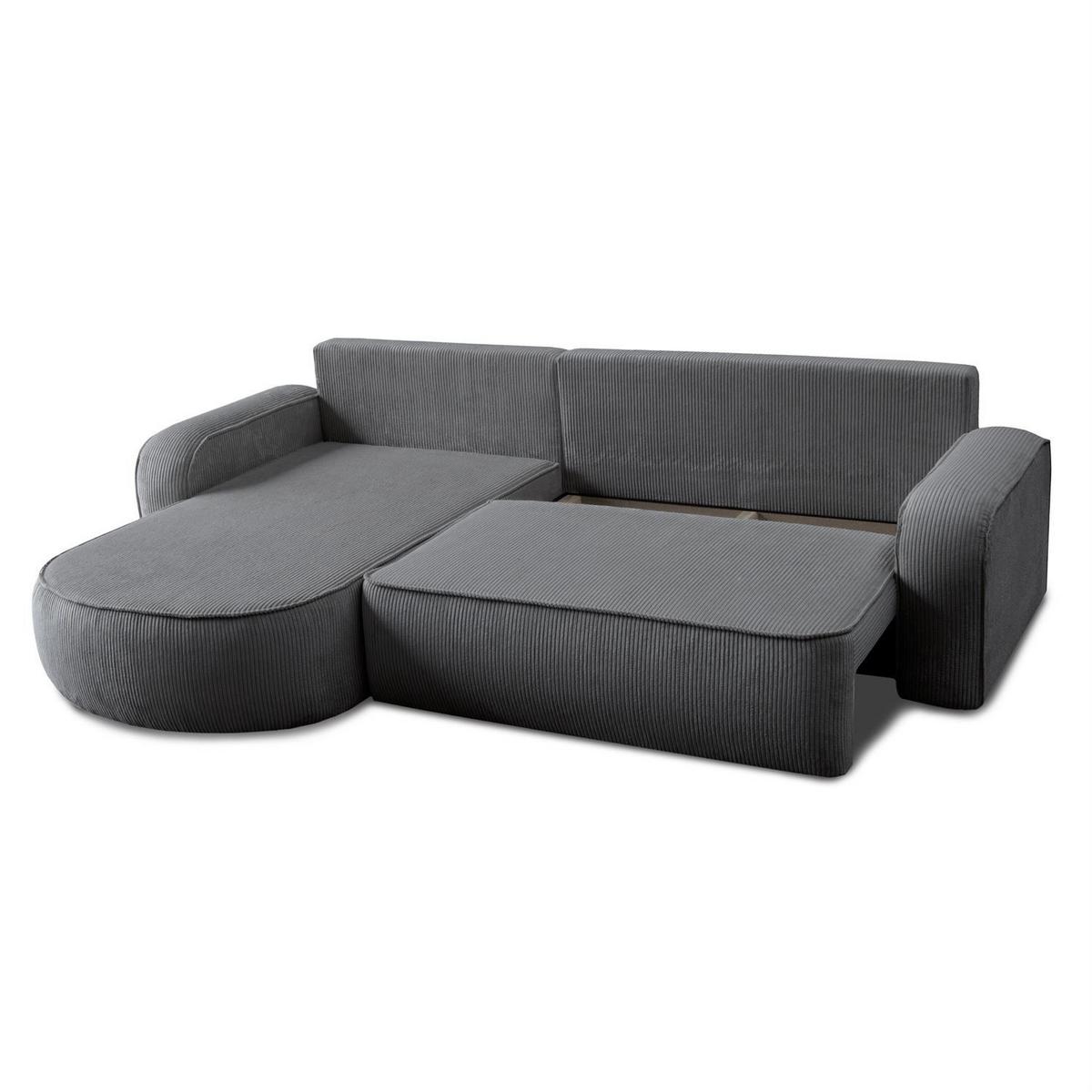ECKSOFA VENUS mit Schlaffunktion und Bettkasten, Poso 60 - Grau, Textil (275/178cm) - Lookway