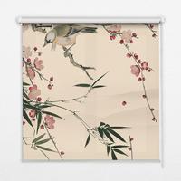 INNENROLLO - Fensterrollo - Rollo - 110x140 cm - Kirschblüte und Vogel - Weiß, Kunststoff (110/140/0.5cm) - TULUP