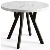 RUNDER Esstisch ausziehbar – Moderner Wohnzimmertisch und Küchentisch – Tisch mit Stabile Konstruktion, Durchmesser 120 cm - 220 cm - Farbe Marmur - Hellgrau/Schwarz, Holzwerkstoff (120/120/77cm) - Alpi-Möbel
