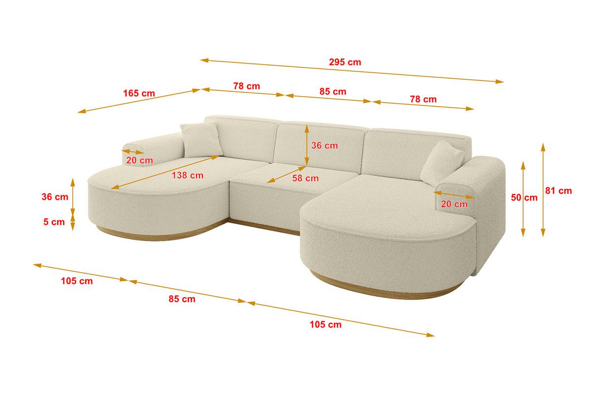 WOHNLANDSCHAFT MARI-U1-v2 - 303x171x83 cm Beige Bouclé - Beige, Holzwerkstoff/Textil (303/83/171cm) - ALTDECOR
