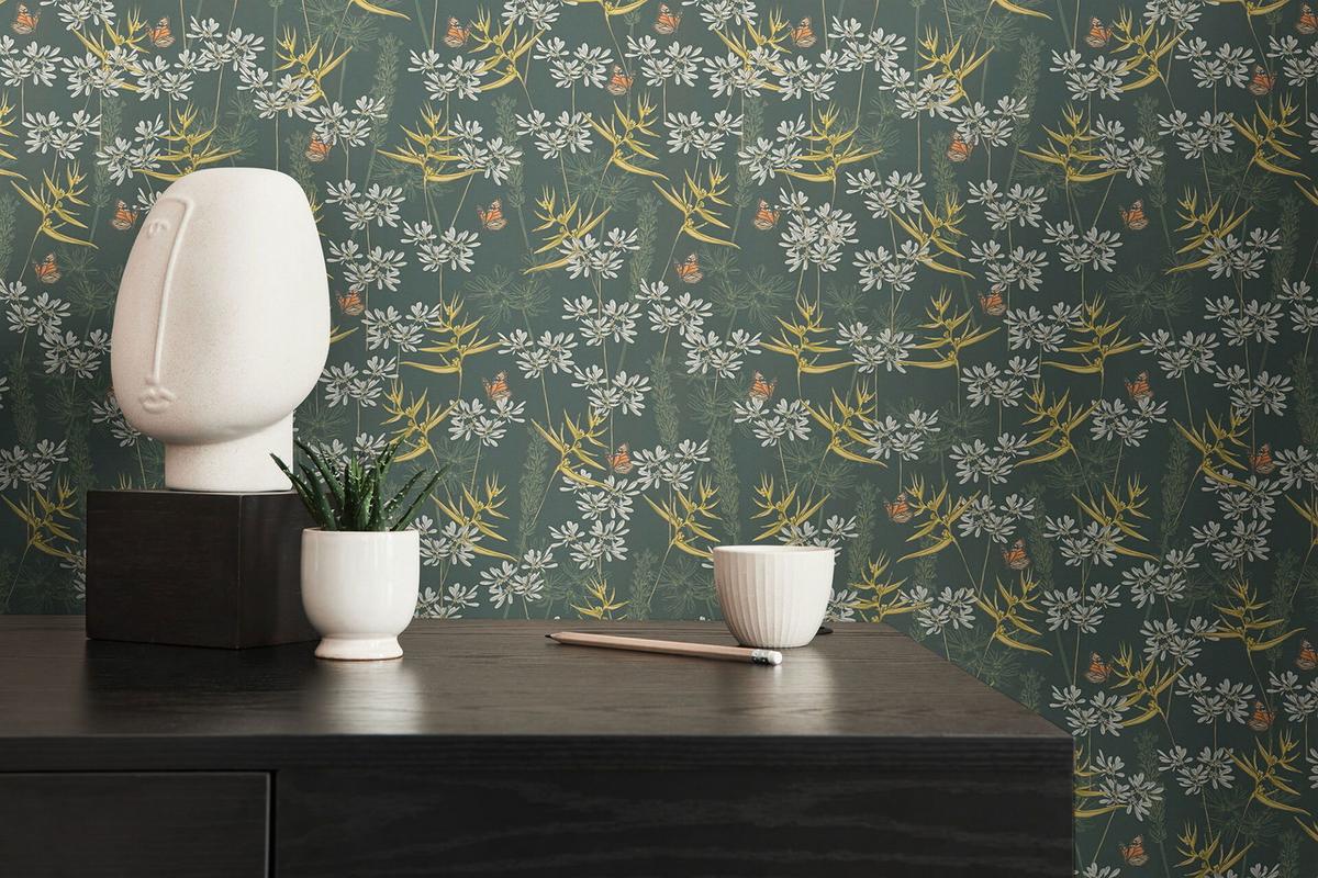 VLIESTAPETE Bunt 53/1005 cm - Petrol, Textil (53/1cm) - KUNSTLOFT