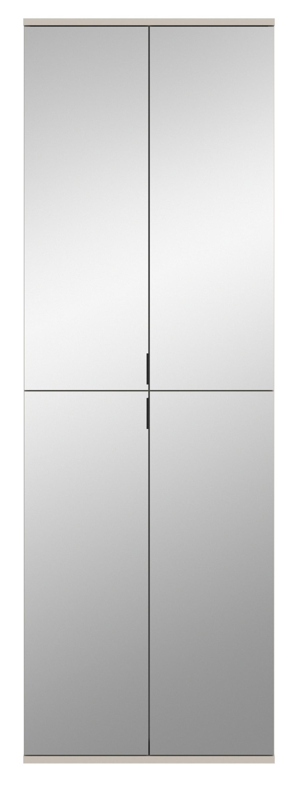 GARDEROBENSCHRANK in Kaschmir 61 x 193 cm, Flurschrank mit Spiegel - Kaschmir/Schwarz, Glas/Holzwerkstoff (61/193/34cm) - Inn.Furn