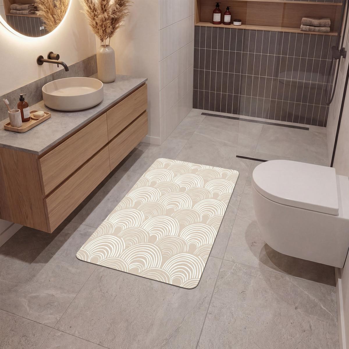 BADEMATTE Wellen - Textur - Beige 60x90 cm - Kaschmir, Textil (60/90cm) - OnlyWow