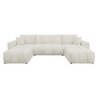 WOHNLADNSCHAFT Furyn U Boucle - Creme/Schwarz, Holzwerkstoff/Kunststoff (312/82/145cm) - MIRJAN24