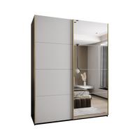 SCHWEBETÜRENSCHRANK 245,5/190/64 2-türig - Goldfarben/Schwarz, Holz/Metall (190/245/64cm) - Abiks Möbel