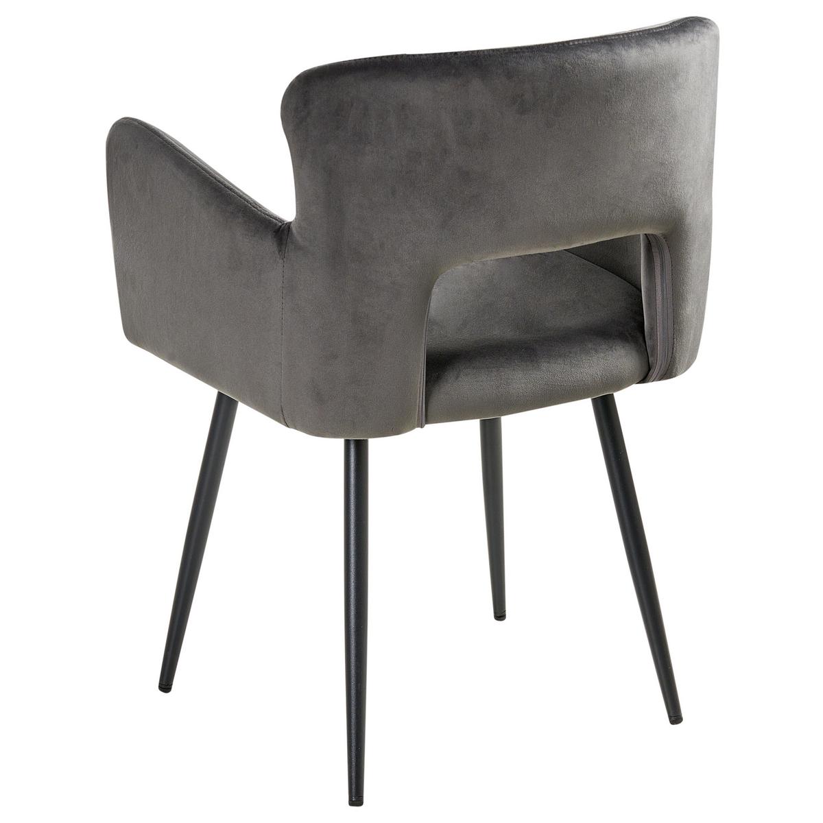 ESSZIMMERSTUHL 2er-Set Samtstoff Grau Sanilac - Dunkelgrau, Textil/Metall (52/75/44cm) - Beliani